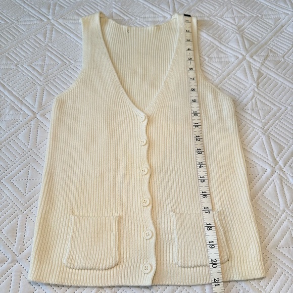 BRANDY MELVILLE  Elizabeth Button Knit Vest Pockets V-Neck - Picture 3 of 7